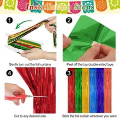 2 Count Rainbow Fringe Curtains – Stunning Metallic Tinsel for Festive Parties