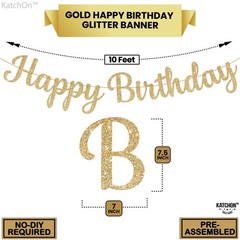 , Glitter Gold Happy Birthday Banner – Pre-Strung 10 Feet, Happy Birthday Sig…