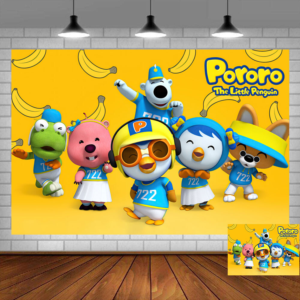 Pororo The Little Penguin Party Supplies Party Decor Backdrop Banner Vinyl 5x3ft