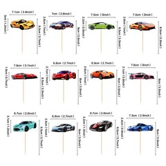 36Pcs Realistic Sports Car Cupcake Toppers Race Car Cupcake Picks Supercar Fo…