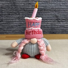 Handmade Knitted Birthday Gnome Plush Doll Party Birthday Decor 1Pcs Gift Gnome
