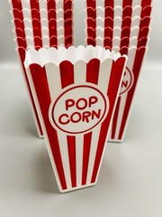 Reusable Popcorn Containers 22 Pack Red White Movie Theater Style Party Boxes