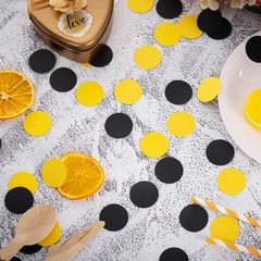 Black and Yellow Confetti Table Decoration for Birthday Graduation Baby Showe…