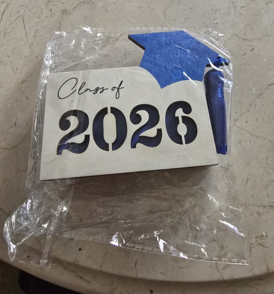 Class of 2026 Graduation Party Table Decoration Wood Sign Black Blue White
