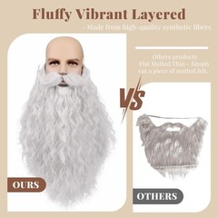 45cm Long Fake Beard Costume for Halloween, Wizard Cosplay Realistic Fake Mus…