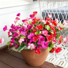 Flexible Stem Artificial Hibiscus Silk Flower for Outdoor Porch Decoration