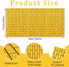 1 Pcs 4.5 x 9 Feet Yellow Brick Road Floor Runner for Wizard Oz Party Decoration