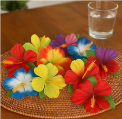 36pcs Artificial Silk Hibiscus Flowers Hawaiian Bar Party DIY Decor home decorat