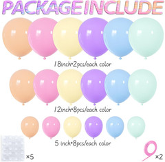 Pastel Rainbow Balloons Arch Garland Kit Different Sizes 18 12 5 Inch Latex Ball