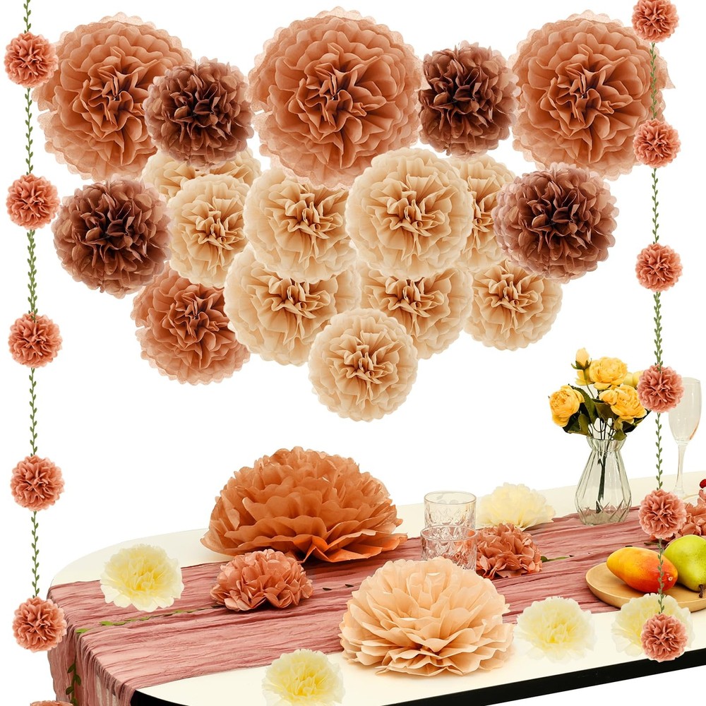 23 Pcs Pink Boho Baby Shower Decorations Set for Girl, Including 20 Rose Gold…