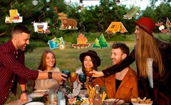Camping Hanging Swirl Party Decorations, 32Pcs Camping Party Hanging Foil Swirl