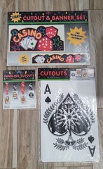 Amscan Casino Night Decor Set Jumbo Playing Cards Banner Cutouts Vintage New