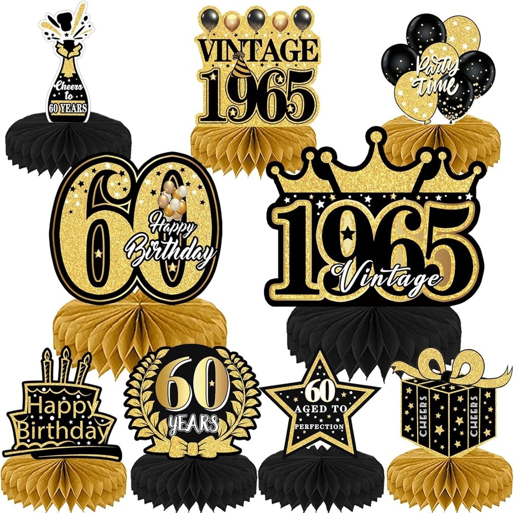 Refavor 9Pcs 60th Birthday Party Decorations – 60th Birthday Decor Men Women …