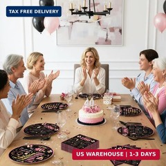 96Pcs 40th Birthday Decorations Women Tableware Set Rose Gold Back in 1986 Paper