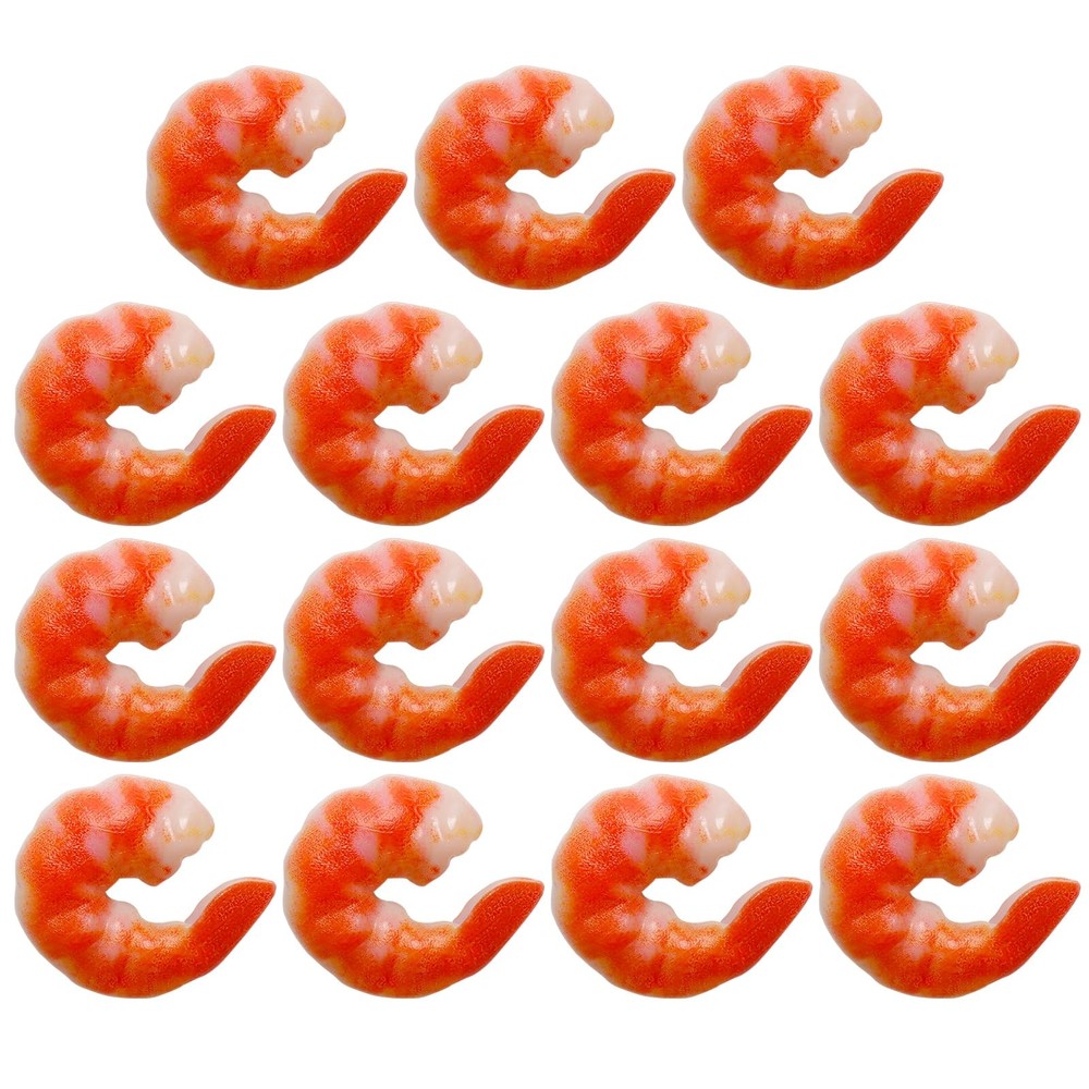 15 PCS Artificial Shrimp Figurines Lifelike Plastic Fake Food Model Photo Prop