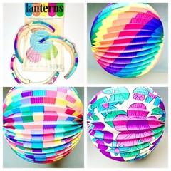 Lot 3 Vintage Kurt Adler Paper Lanterns 10” Sphere Rainbow Multicolor W. Germany