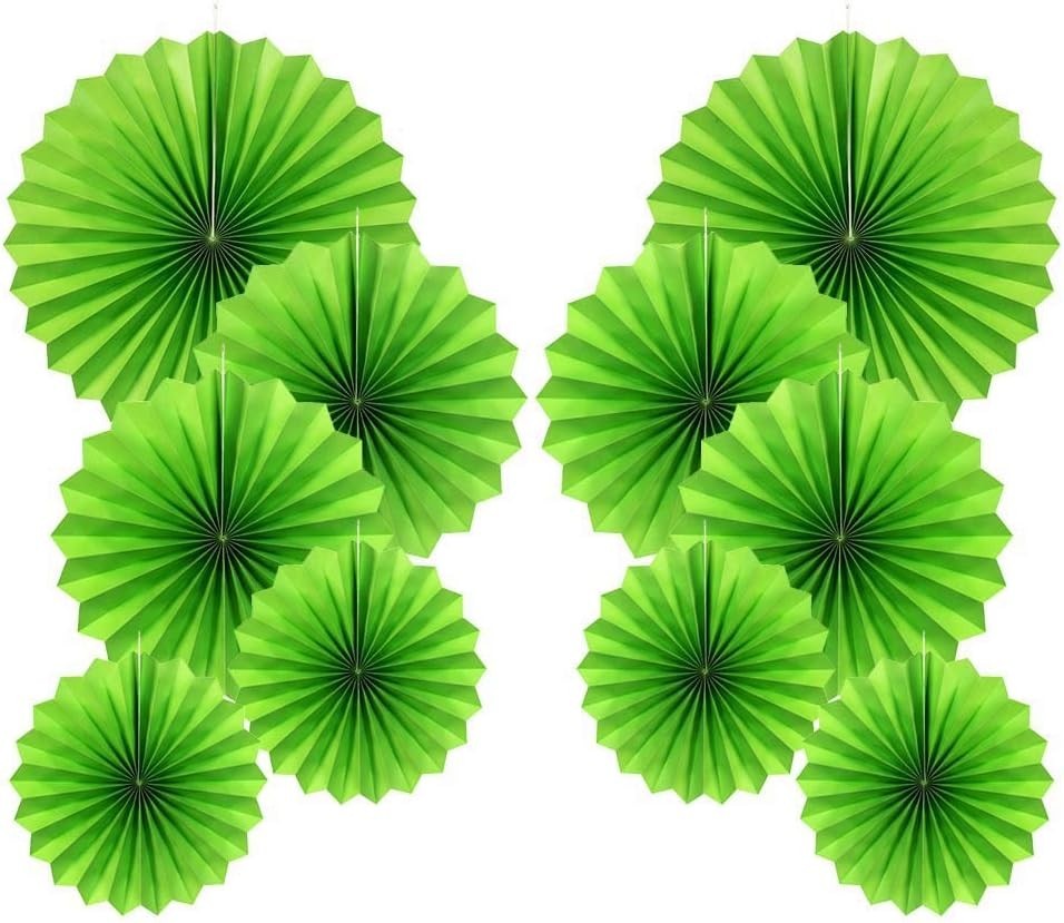 Party Hanging Paper Fans Decorations Set, Green Round Fan Ceiling