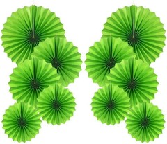 Party Hanging Paper Fans Decorations Set, Green Round Fan Ceiling