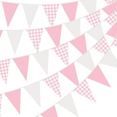 49ft Pink Gingham Party Decorations Pink White Plaid Checkered Pennant Banner…