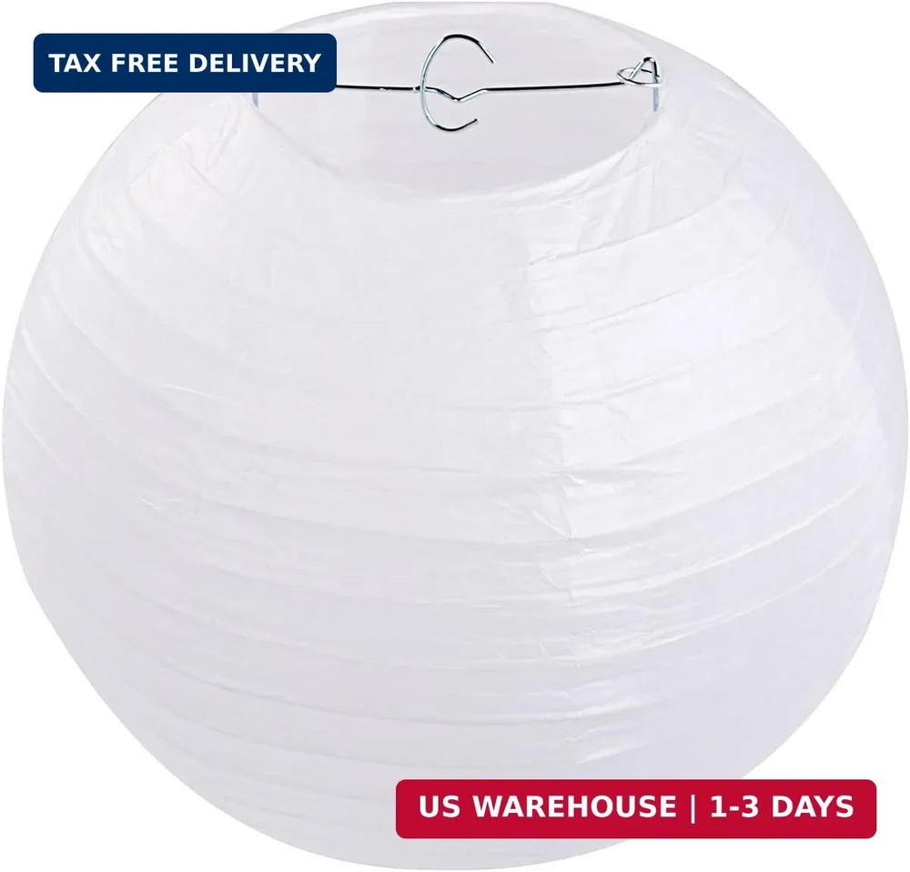 LIHAO 10 Inch White Round Paper Lanterns (10 Pack)