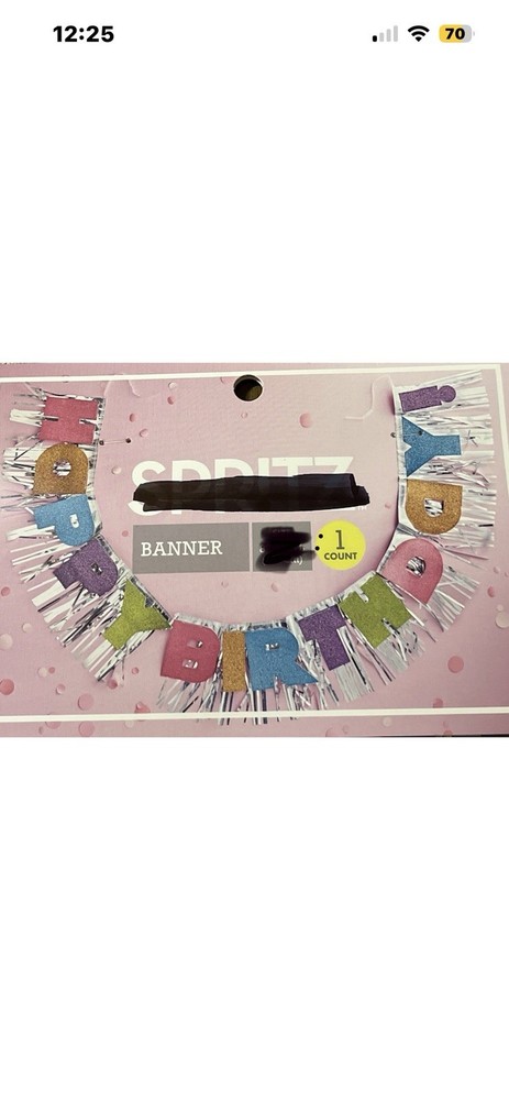 Spritz Happy Birthday Banner Multi Color & Silver Glitter Banner Large 55inch