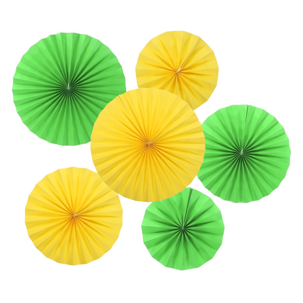 12Pcs 8″/12″/16″ Paper Fans Hanging Decor Round Fans with Pearl Yellow/Green