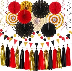 Red Black-Gold Casino Theme Party-Decorations – 33pcs Kits Game Night Graduation