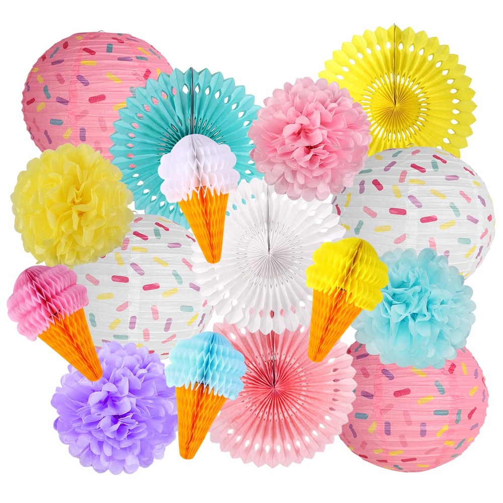 Donut Party Decorations, Sweet Party Supplies Hanging Donut Lanterns Party Fa…
