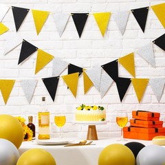 120 Pcs New Year Eve Party Decorations 2026 Black Gold Silver Pennant Banner Gli