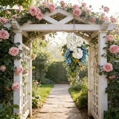 Minimalist Floral Wreath White Hydrangea 60 35cm for Festive Home Decor