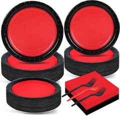 Versatile Red and Black Party Supplies for All Occasions – 50 Guests, 200PCS