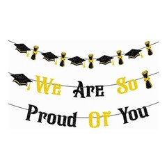 Glitter Black and Gold Congratulations Graduation Banner – 10 Feet