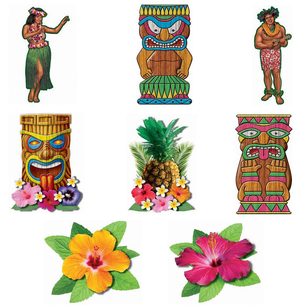 Forum Hawaiian Luau Summer Party Wall Decoration Set 13″ 8pc Cardstock Cutouts