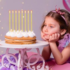 BEAN LIEVE 30-Count Gold Long Thin Metallic Birthday Candles, Cake