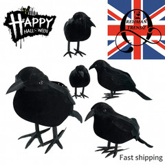Realistic Black Crow Halloween Prop Fake Bird Scary Raven Feather Decoration UK