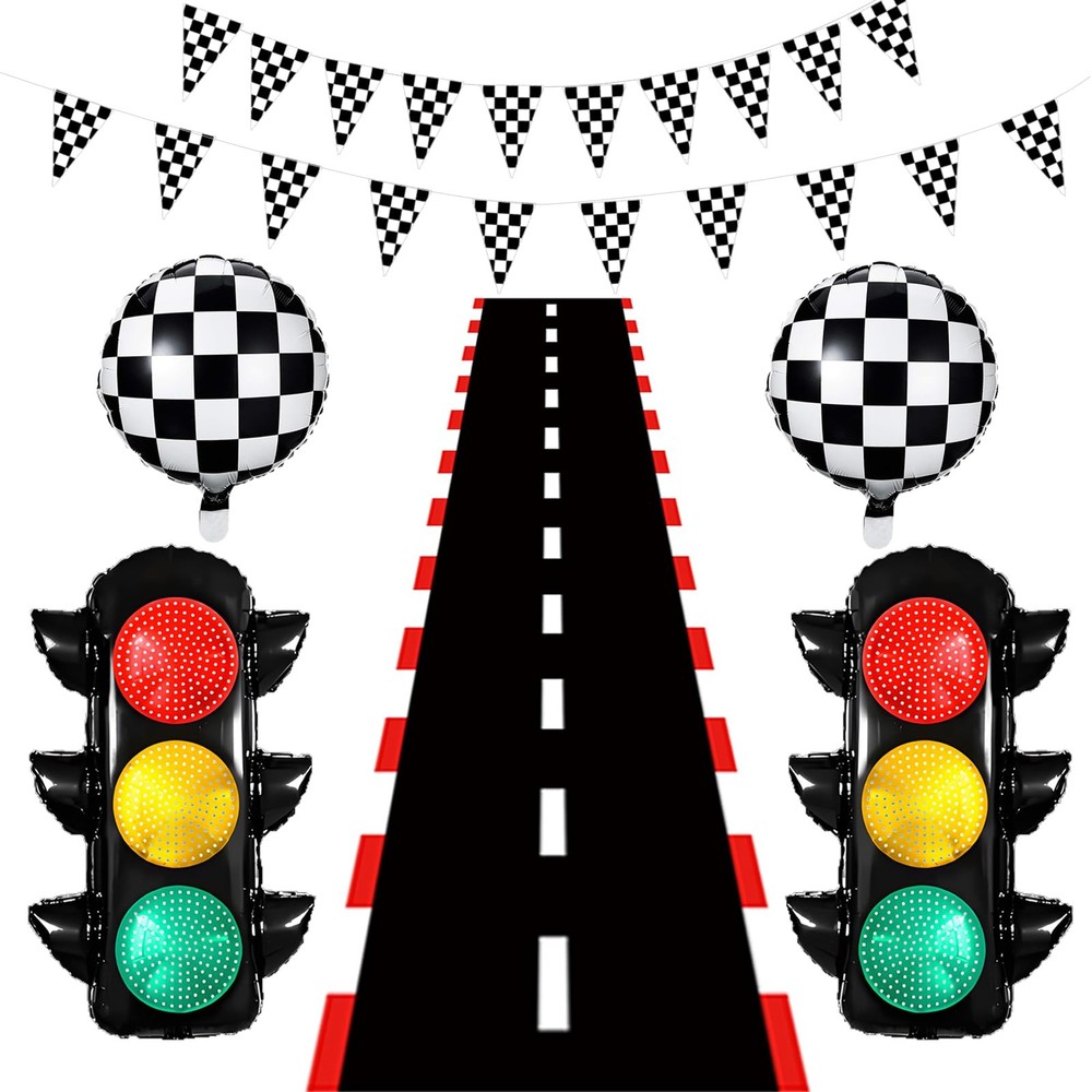 Race Car Birthday Party Decorations with Traffic Light Balloons,Automobile Pa…