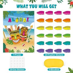 Hawaiian Party Game – Pin The Feather on The Tiki Hawaiian Party Decorations …