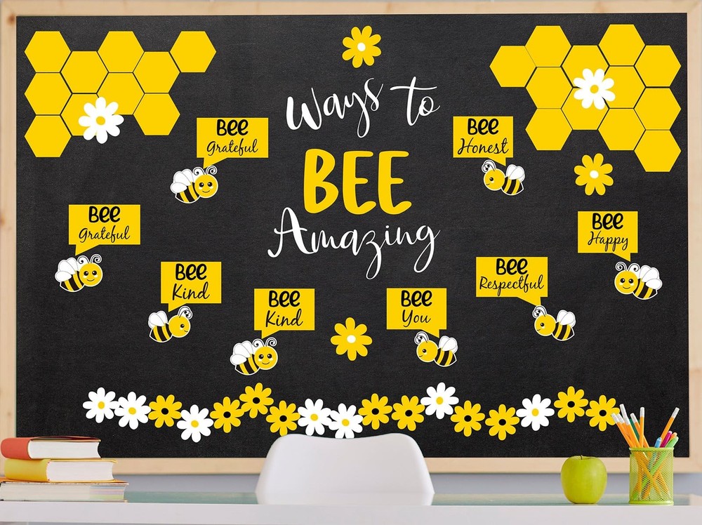 95 PCS Spring Bee Daisy Flower Paper Cutouts Classroom Bulletin Board Set