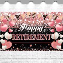 Happy Retirement Party Backdrop Banner Decorations Rose Gold Large Background fo
