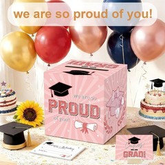 Multipurpose Pink Grad Card Box – Includes 50 Advice Cards for Celebrations