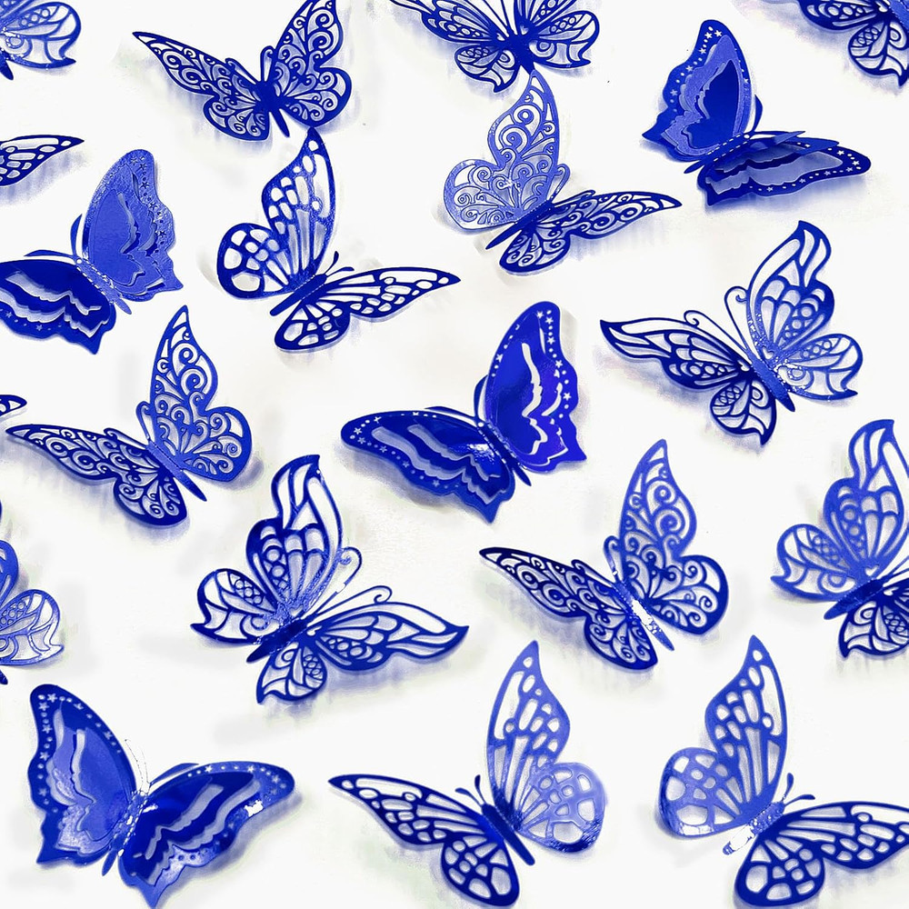 96 Pcs Butterfly Decorations，4 Styles,3 Sizes，3D Butterfly Wall Decor Party Deco