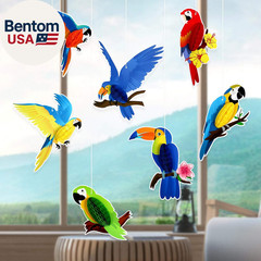 10 Pieces Tropical Birds Honeycomb Paper Cutouts, Parrot Honeycomb, Hawaiian Sum