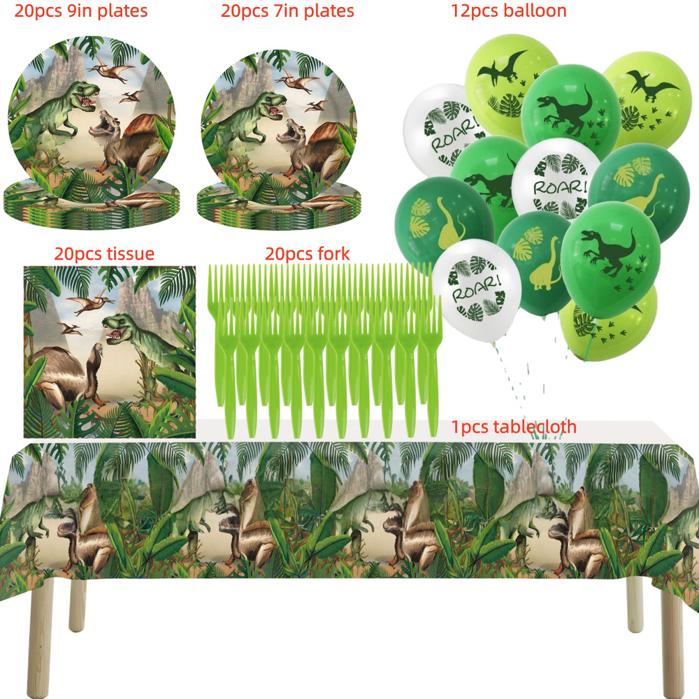 93 Pack Dinosaur Birthday Party Supplies Set Dinosaur Themed Tableware Set Dino