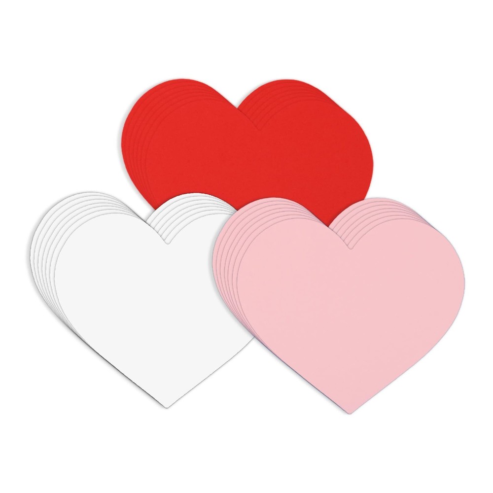 72pcs 6×5.2 Inch Heart Paper Cutouts Card 3 Colors Large Heart Shaped Cut Out…