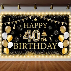 40th Birthday Backdrop Lighted Decorations for Men Women Cheers to 40 Years B…