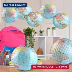 10 Pieces World Map Paper Lanterns 10 Inch Paper Globes Lanterns Map Classroom L