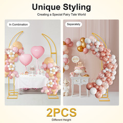 2Pcs Metal Wedding Arch Backdrop Flower Stand Balloon Stand Party Event Decor