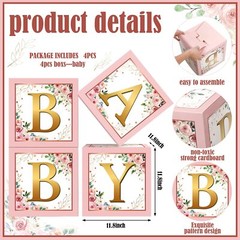 Baby Boxes with Letters Rustic Floral Pink Baby Shower Backdrop Photo Props