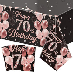 3 Pack 70Th Birthday Decorations for Women – Happy 70Th Birthday Tablecloth, Bla