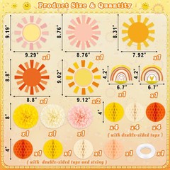 15PCS Sunshine Party Decorations Honeycomb Kit